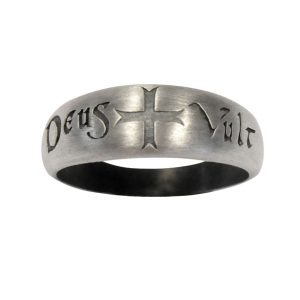 Bague templier en argent brossé « Deus + Vult »