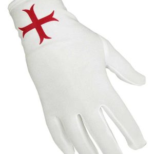 Gants templiers blancs avec croix pattée rouge