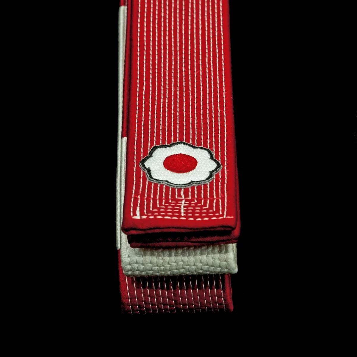 Kohaku Obi Kodokan Soie du Japon (JGSRW) - Ceinture blanche/rouge – Image 3