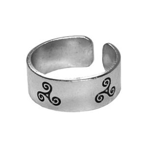 Bague celtique 3 Triskels en argent (ajustable)