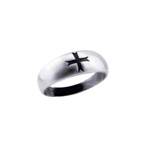 Bague argent croix Templière noire