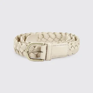 Ceinture tressée en cuir Belmore - Oyster