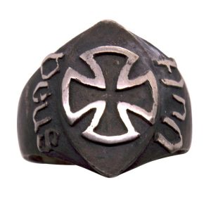 Chevalière en argent massif vieilli