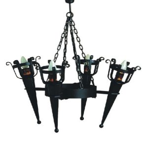 forge-torche-4-lumieres.jpg Lustres avec torches médiévales