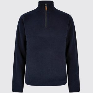 mens-zip-neck-sweater-navy-feeney-408503-1_7c3e9b8b-1fab-4877-a3ca-ab19f50fb0ef.jpgv1715174914 Pull à col zippé confortable Feeney pour homme - Navy